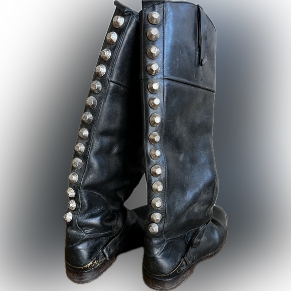 Golden Goose Black Leather Slouchy Riding Boot with Silver Stud detail - Picture 1 of 5